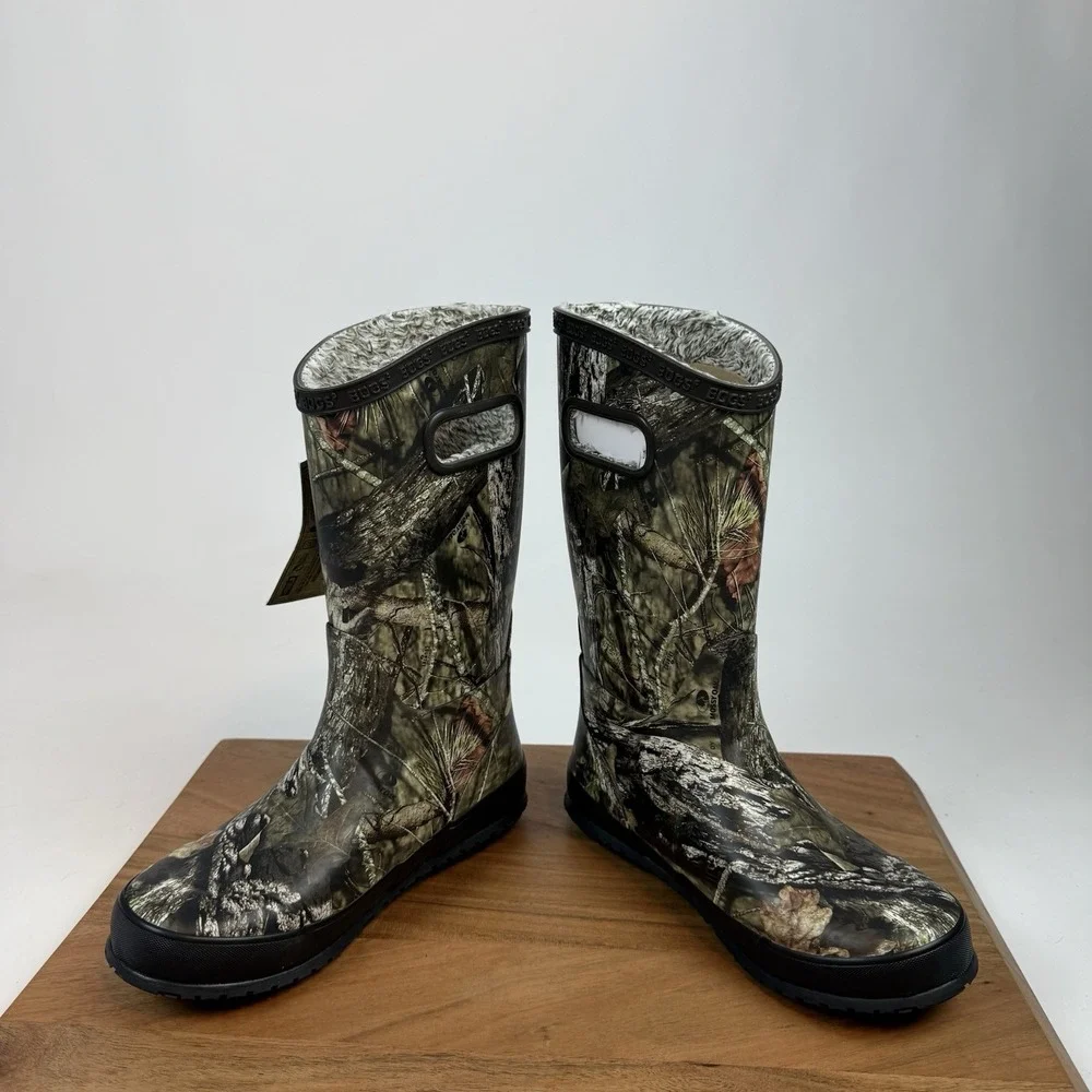 New NIB Big Kids Childrens Bogs Rainboot Plush Mossy Oak Waterproof Boots Sz 4 Y